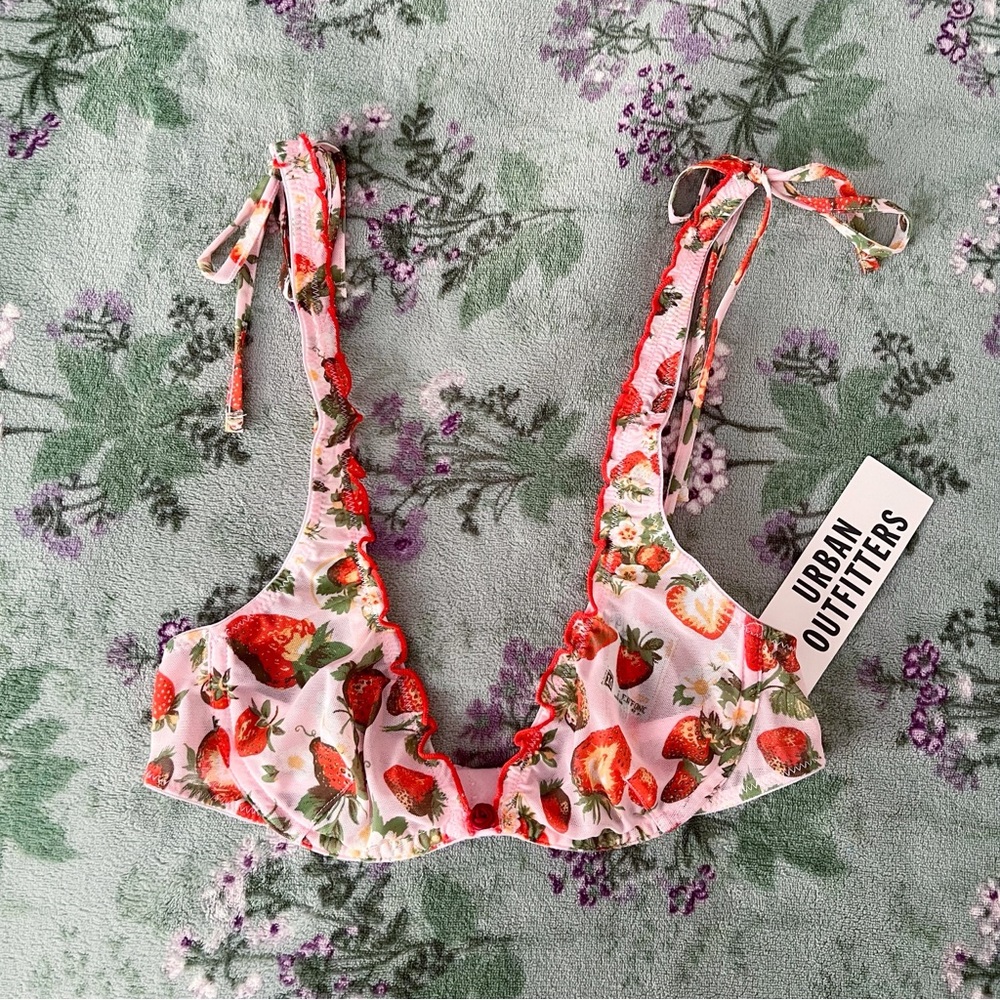UO Out From Under Strawberry Amelia Tie Strap Underwire Bra